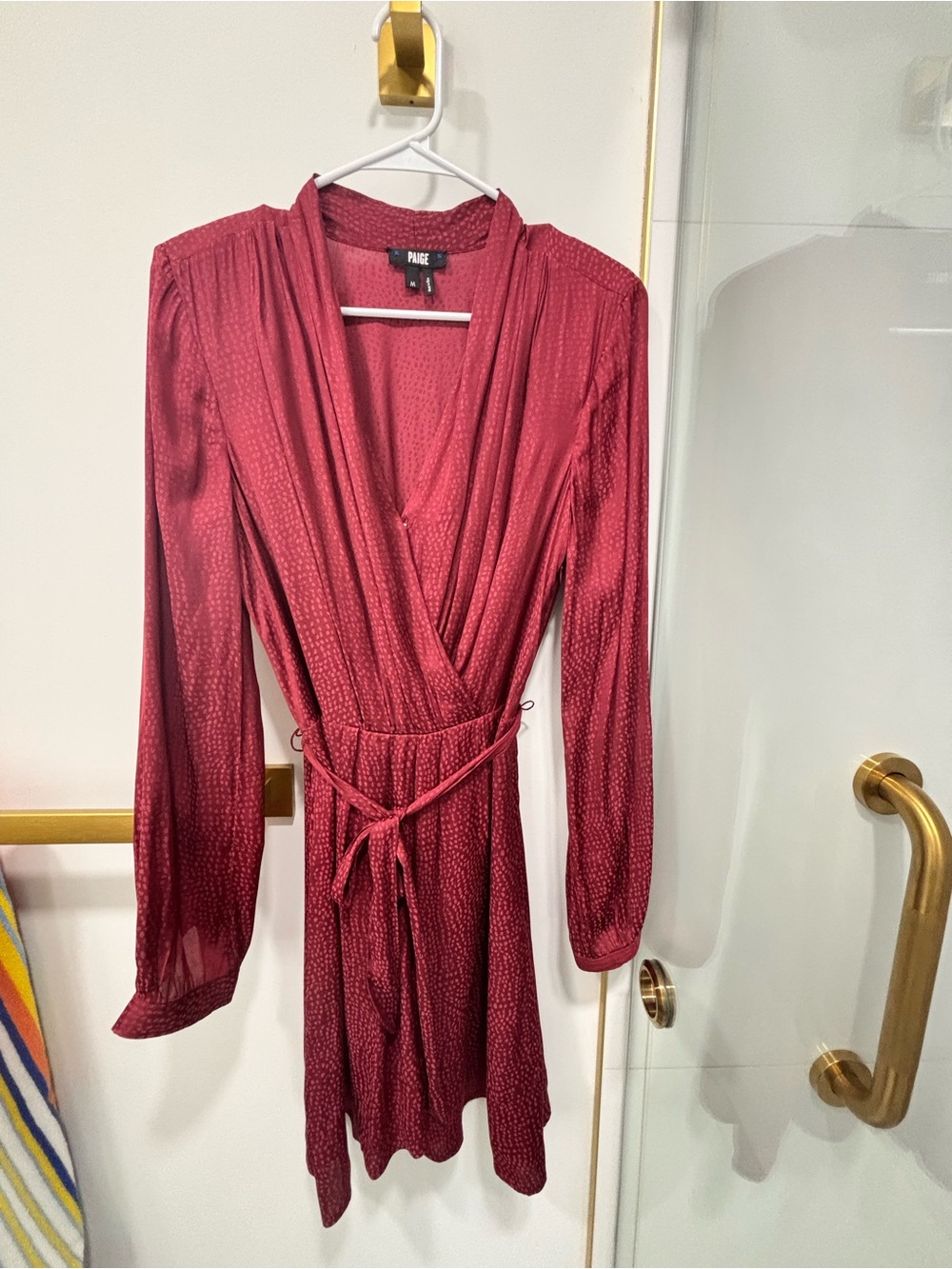 PAIGE Sevilla Belted Mini Dress‎ In Cordovan Size Medium